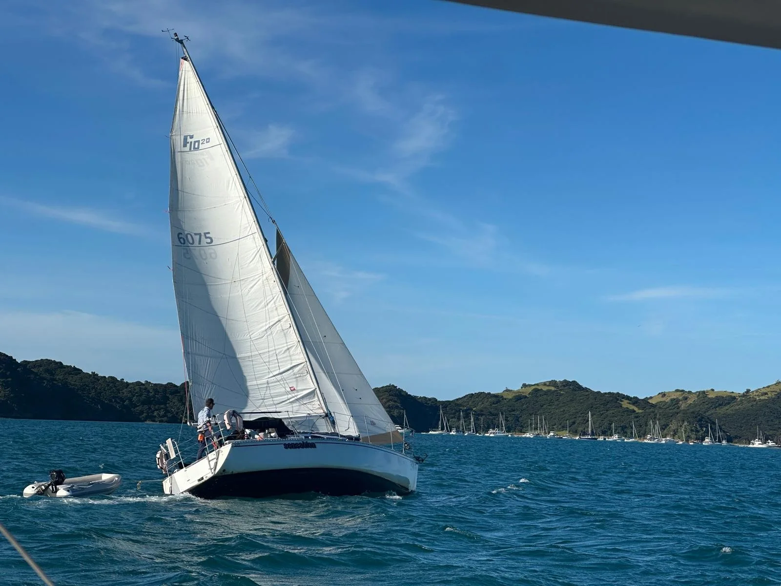 Sensation sailing under full sail in the Bay of Islands