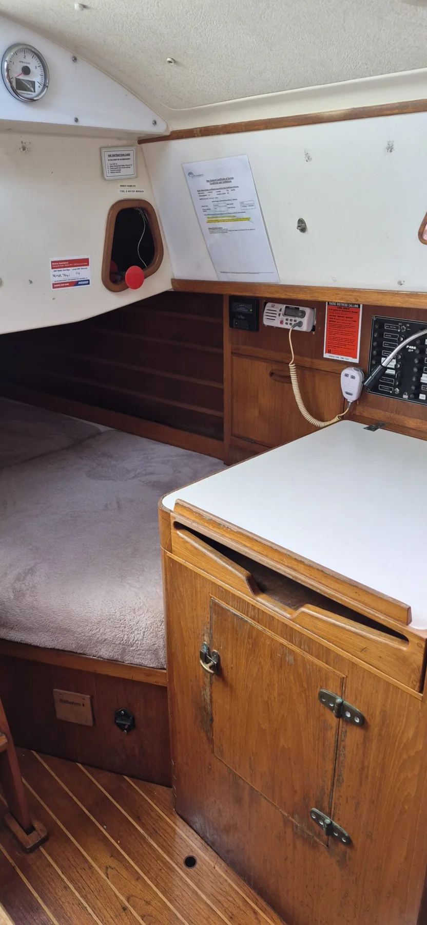 Chart table and quarter berth